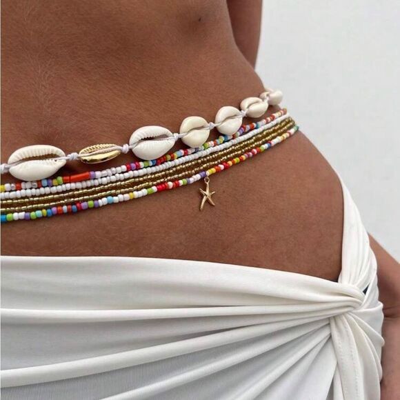 Colorful Beaded Shell Waist Chain A1274 - Picture 2 of 3